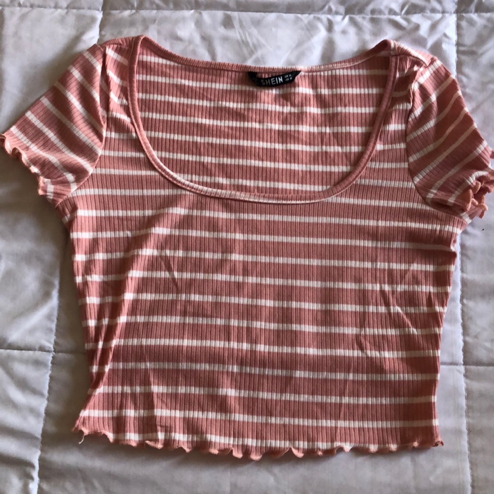 Pink and white crop top